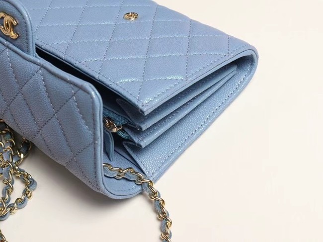 Chanel mini flap bag Grained Calfskin A84512 sky blue