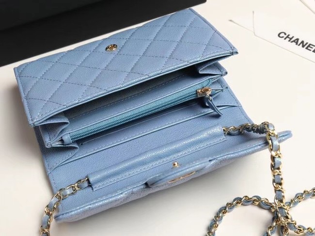 Chanel mini flap bag Grained Calfskin A84512 sky blue