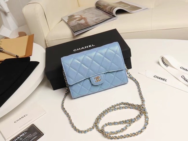 Chanel mini flap bag Grained Calfskin A84512 sky blue