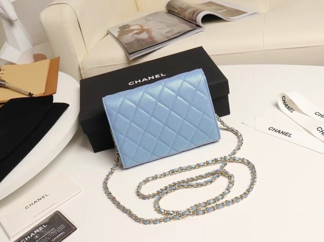 Chanel mini flap bag Grained Calfskin A84512 sky blue