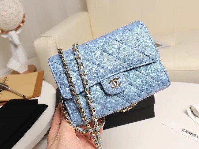 Chanel mini flap bag Grained Calfskin A84512 sky blue