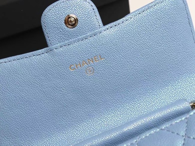 Chanel mini flap bag Grained Calfskin A84512 sky blue