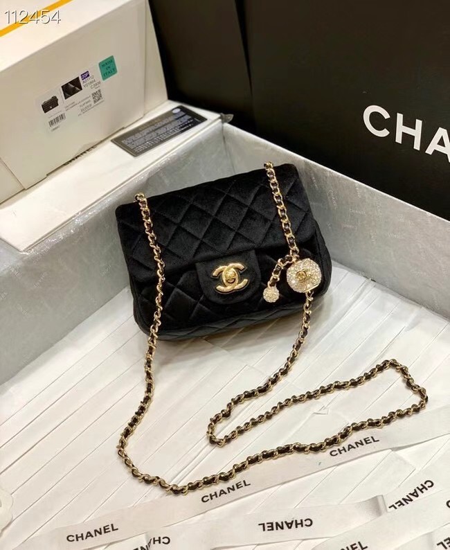 Chanel mini flap bag with Velvet Strass & Gold-Tone Metal AS1786 black