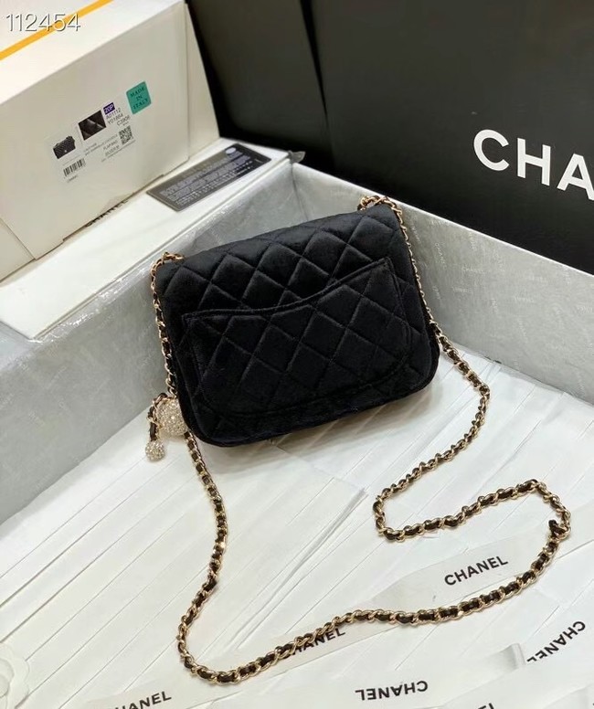 Chanel mini flap bag with Velvet Strass & Gold-Tone Metal AS1786 black