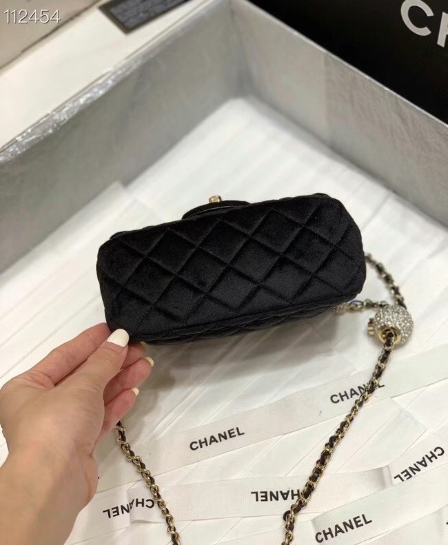 Chanel mini flap bag with Velvet Strass & Gold-Tone Metal AS1786 black