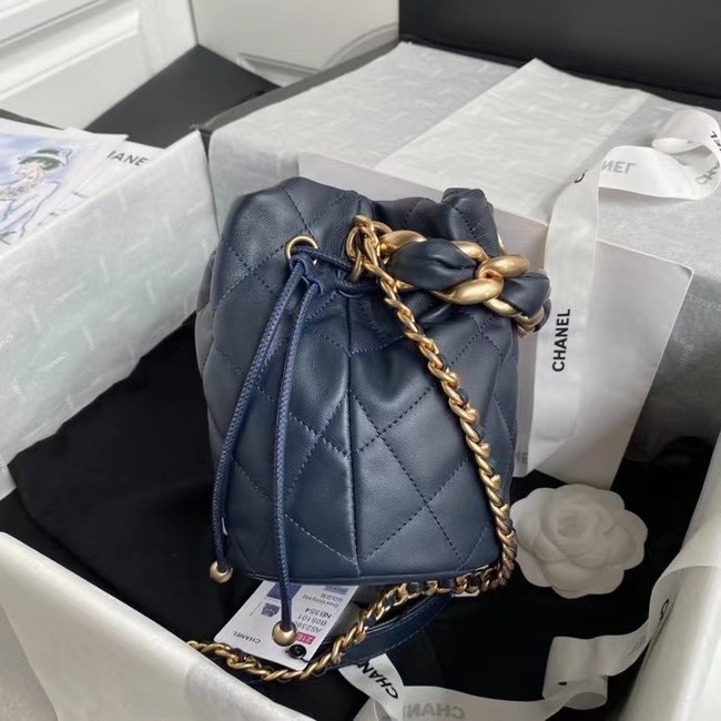 chanel mini Lambskin tote AS2390 Navy Blue