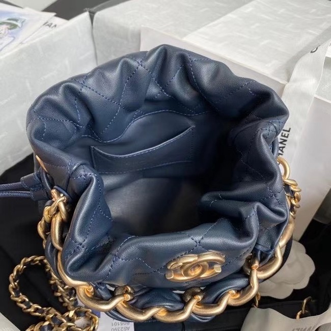 chanel mini Lambskin tote AS2390 Navy Blue