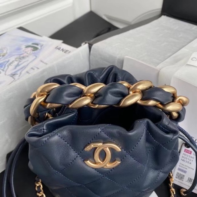 chanel mini Lambskin tote AS2390 Navy Blue