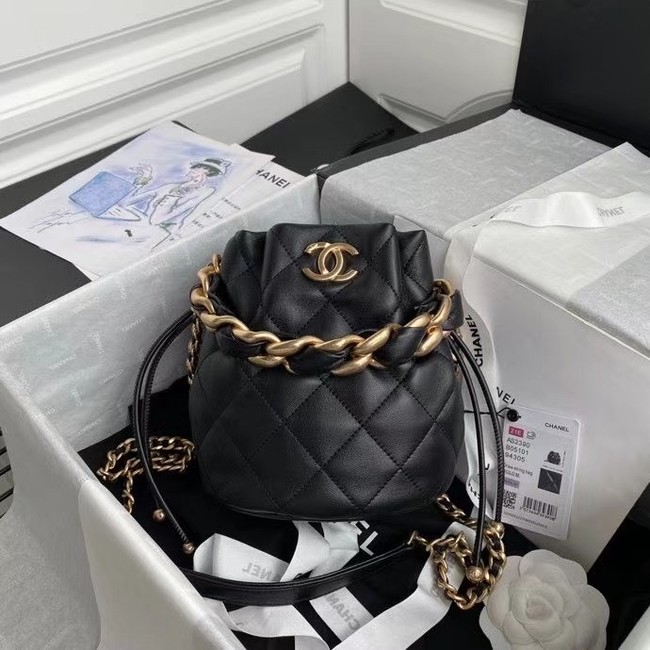 chanel mini Lambskin tote AS2390 black