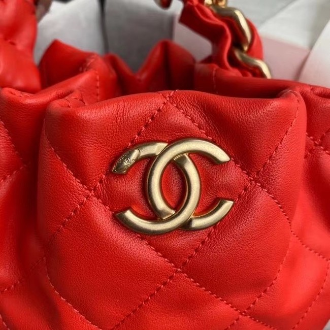 chanel mini Lambskin tote AS2390 red