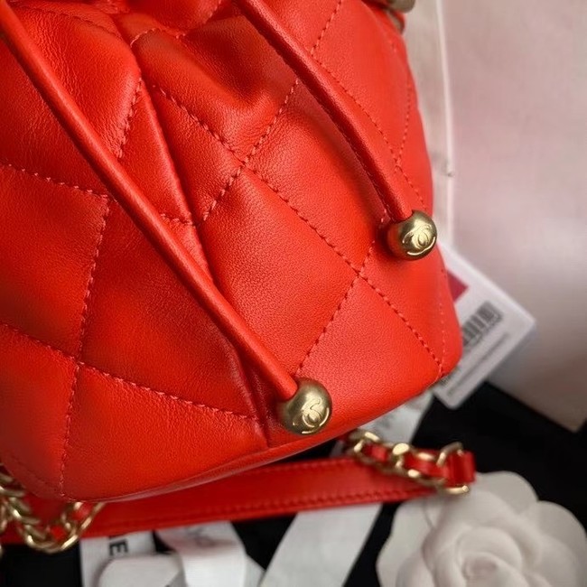 chanel mini Lambskin tote AS2390 red