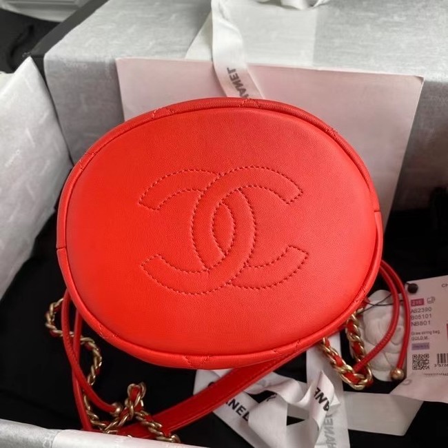 chanel mini Lambskin tote AS2390 red