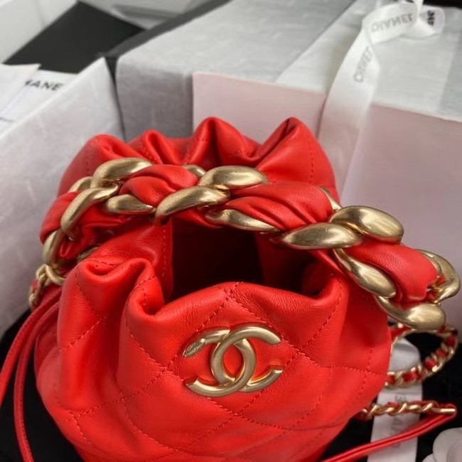 chanel mini Lambskin tote AS2390 red