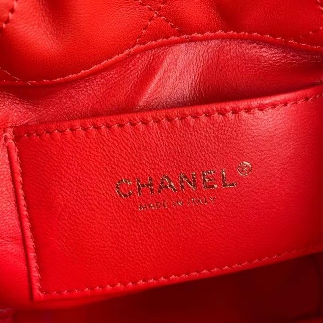 chanel mini Lambskin tote AS2390 red