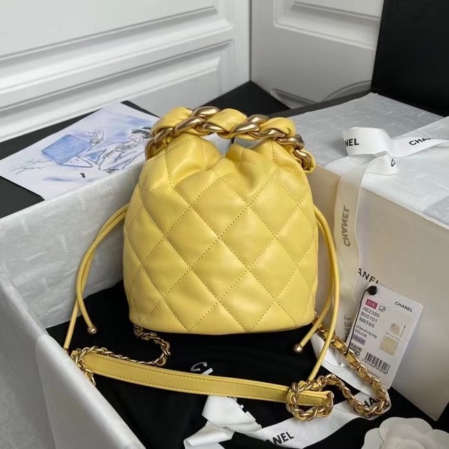 chanel mini Lambskin tote AS2390 yellow