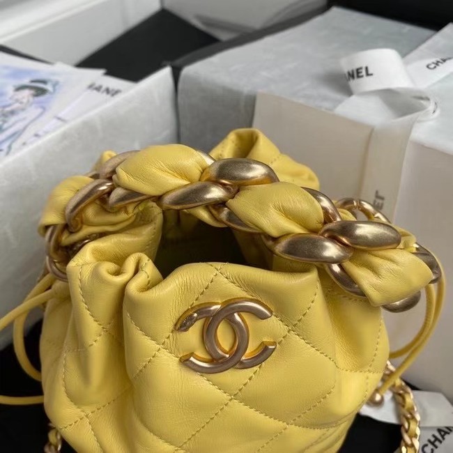 chanel mini Lambskin tote AS2390 yellow