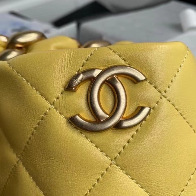 chanel mini Lambskin tote AS2390 yellow