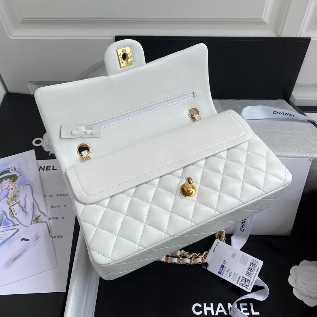 Chanel 2.55 Series Flap Bag Original Sheepskin Leather A1112 White