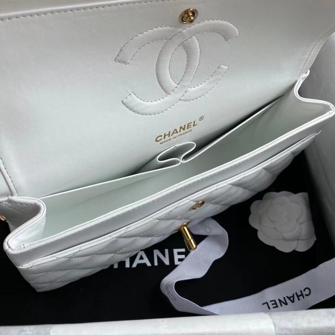 Chanel 2.55 Series Flap Bag Original Sheepskin Leather A1112 White