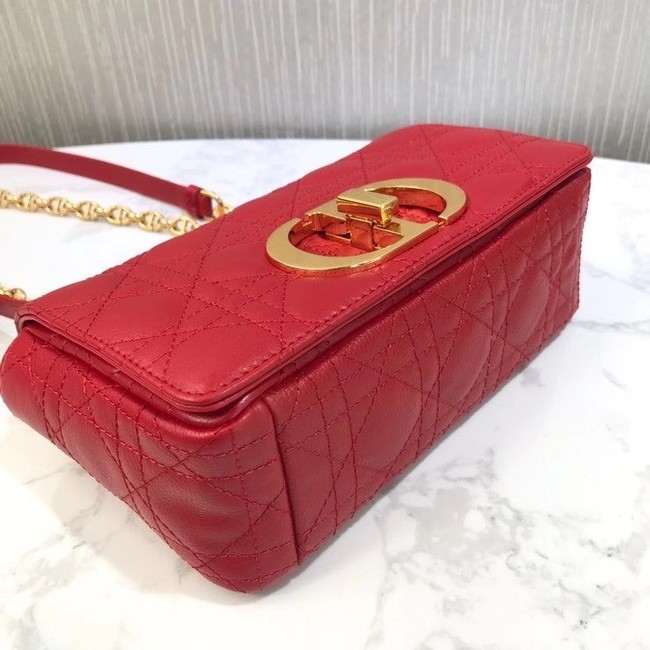 Dior SMALL DIOR CARO BAG Soft Cannage Calfskin M9241 red