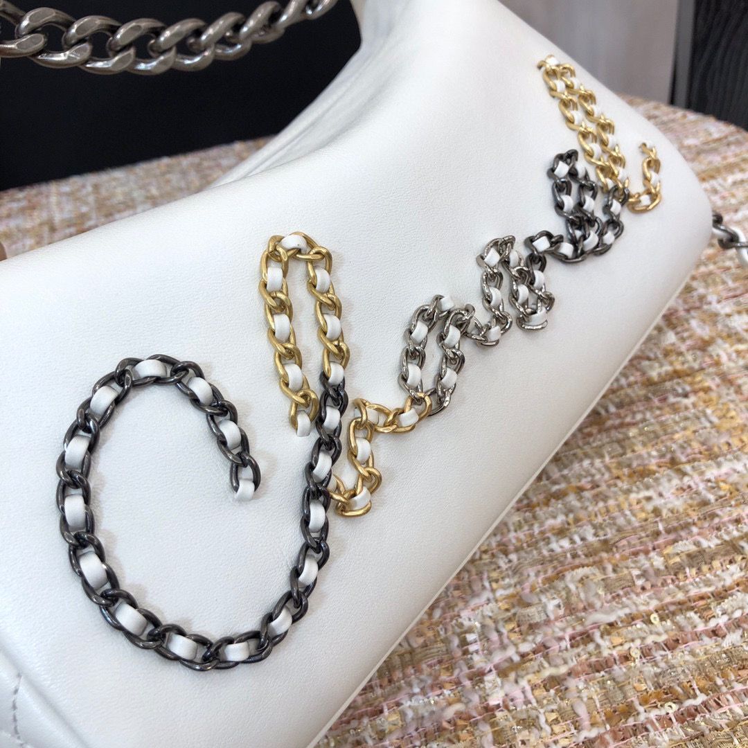 Chanel Original Leather Chain Shoulder Bag 1178 White