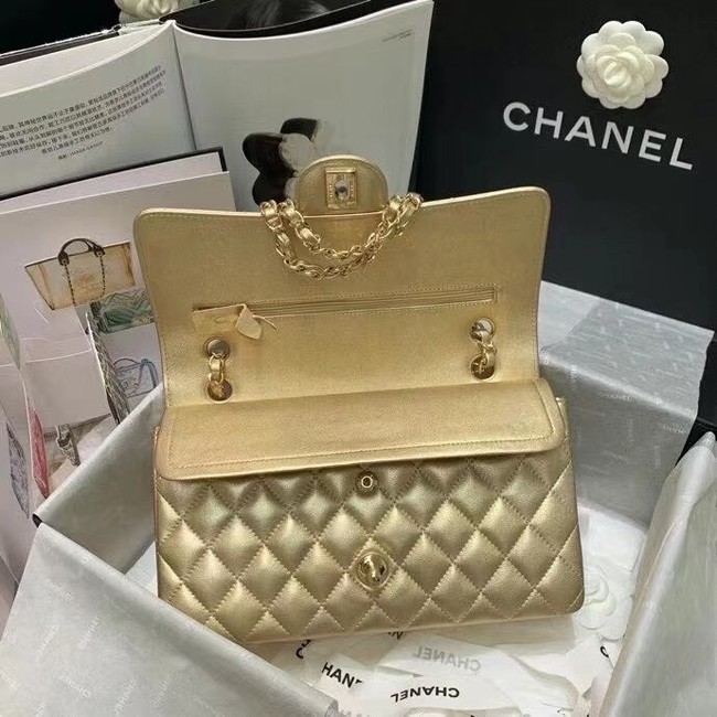 chanel classic handbag Lambskin & gold Metal A01112 gold