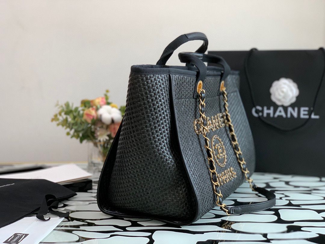 Chanel Large Weave Shopping Bag A66942 Black