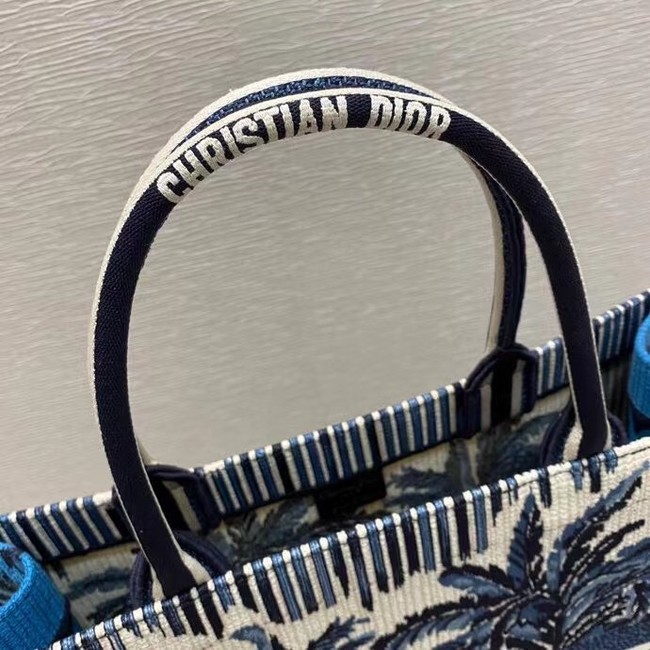 DIOR BOOK TOTE Blue Dior Palms Embroidery M1286