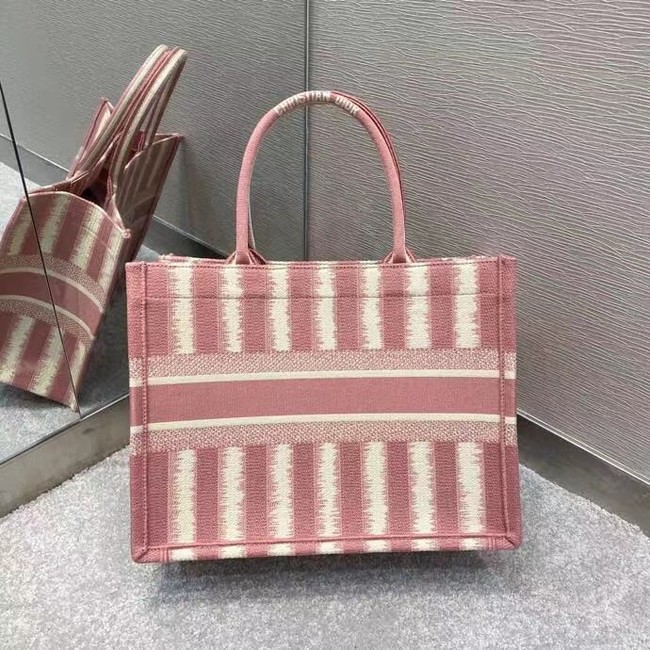 DIOR BOOK TOTE Pink D-Stripes Embroidery M1287