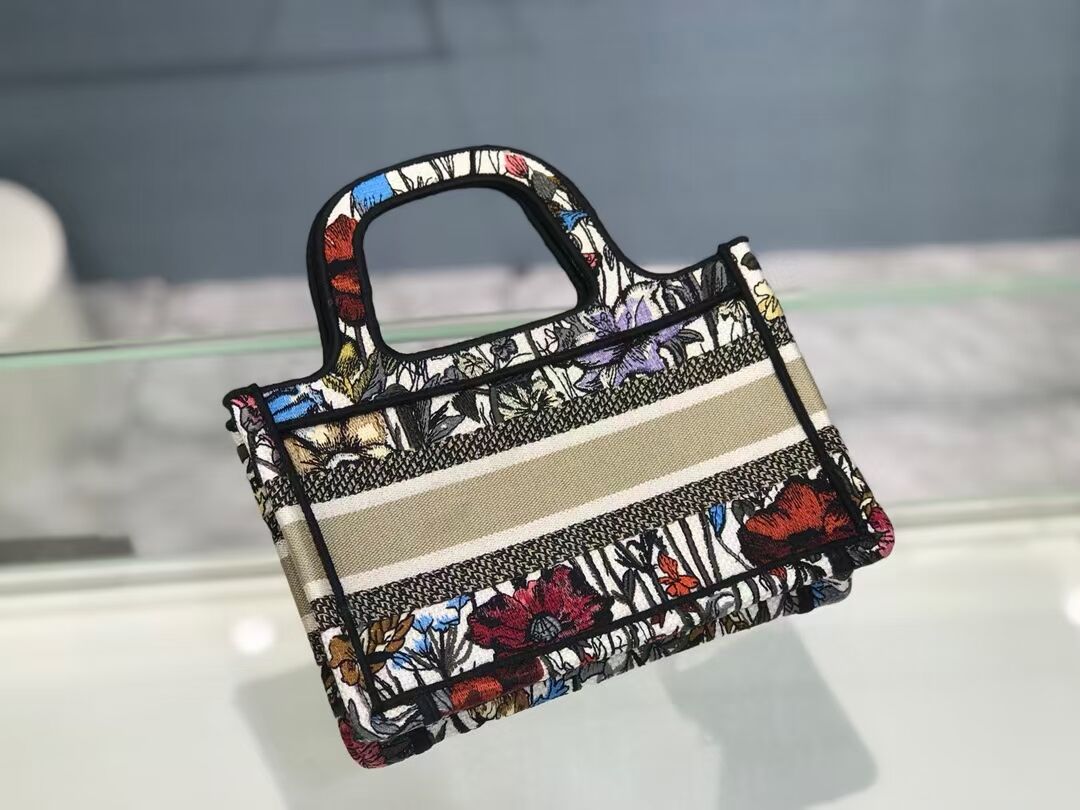 MINI DIOR BOOK TOTE Multicolor Mille Fleurs Embroidery S5475Z