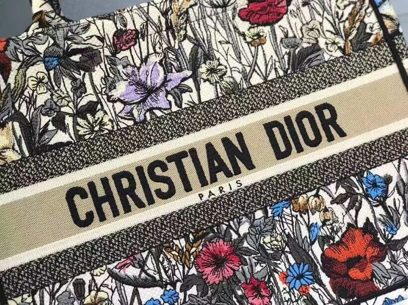 Medium DIOR BOOK TOTE Multicolor Mille Fleurs Embroidery M1296Z