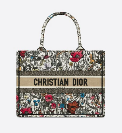 SMALL DIOR BOOK TOTE Multicolor Mille Fleurs Embroidery M1296Z