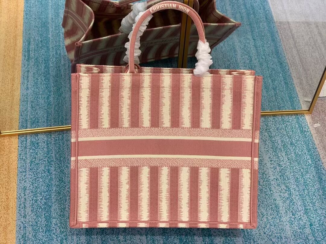 DIOR BOOK TOTE D-Stripes Embroidery M1286 Pink
