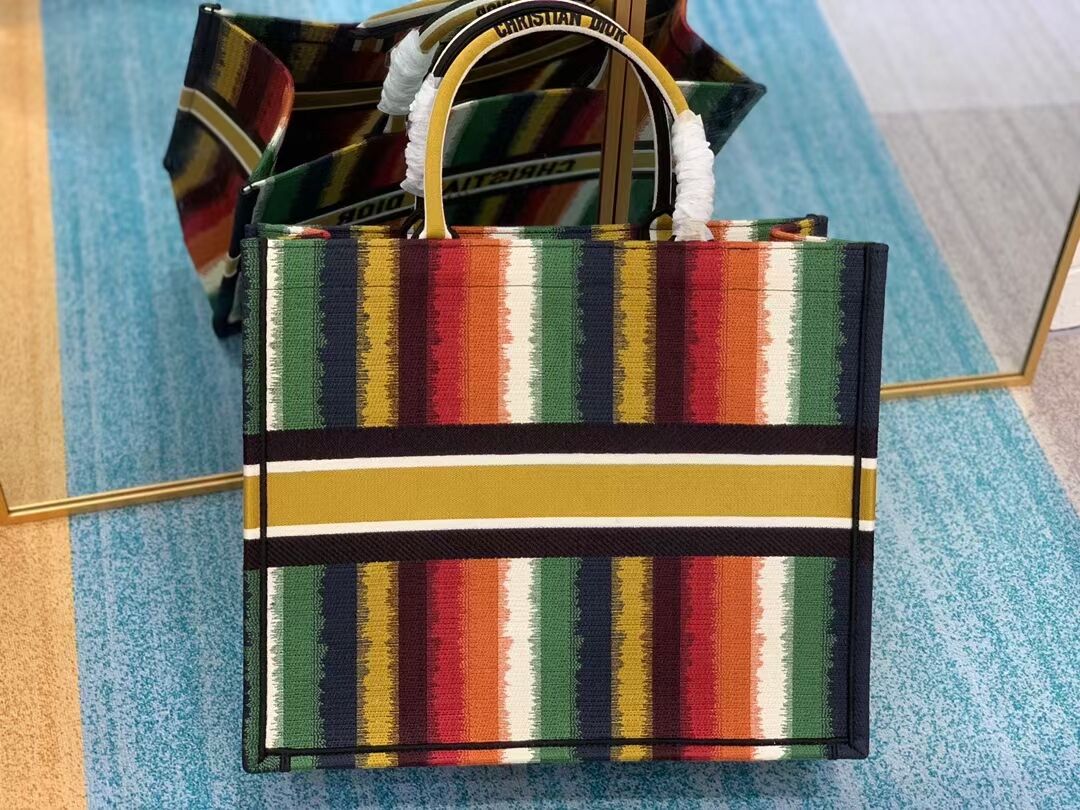 DIOR BOOK TOTE Multicolor D-Stripes Embroidery M1286Z