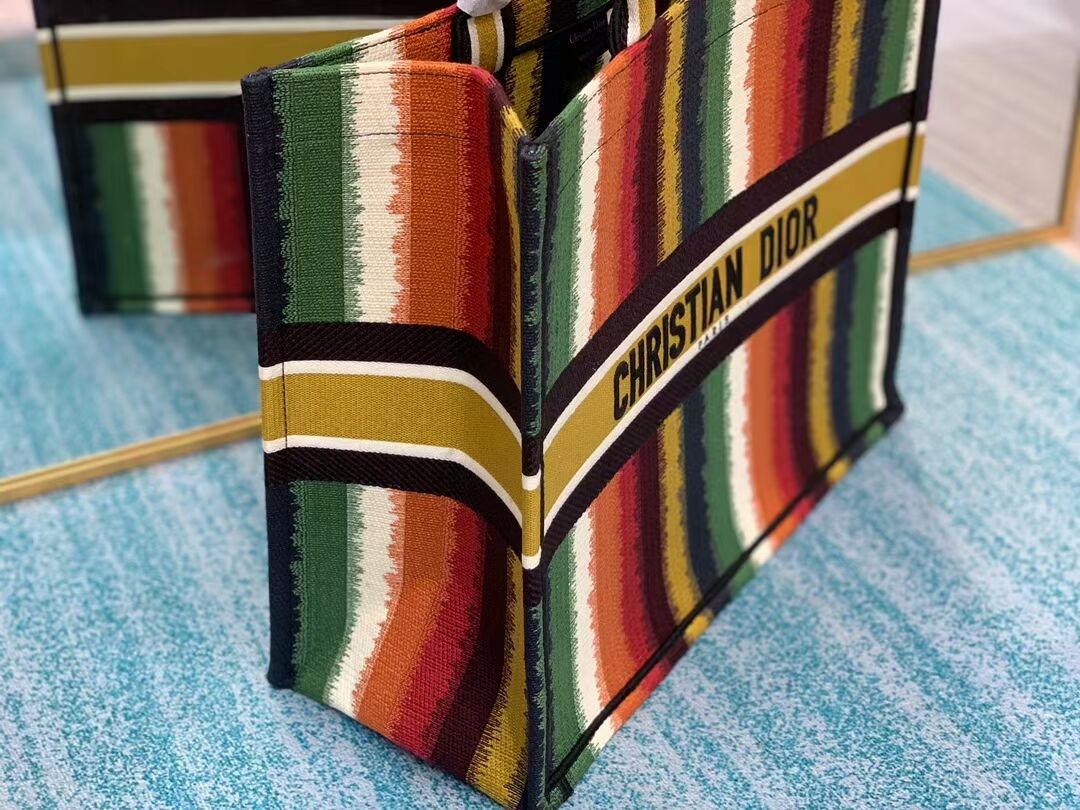 DIOR BOOK TOTE Multicolor D-Stripes Embroidery M1286Z