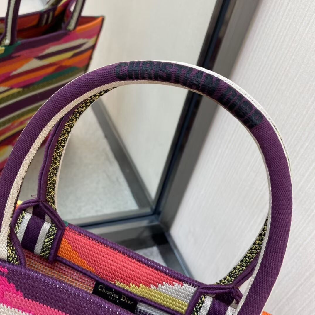 DIOR BOOK TOTE Multicolor D-Stripes Embroidery M1286Z