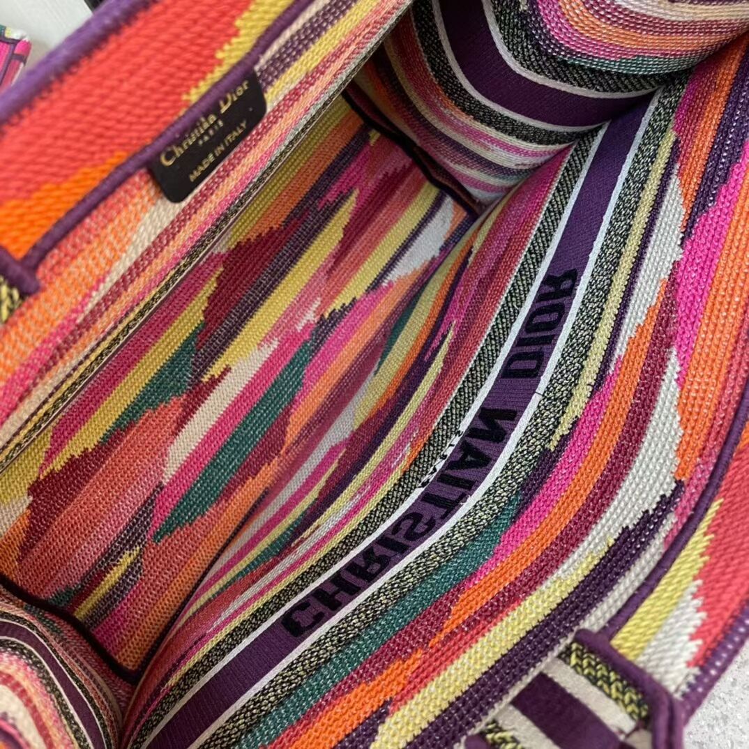 DIOR BOOK TOTE Multicolor D-Stripes Embroidery M1286Z