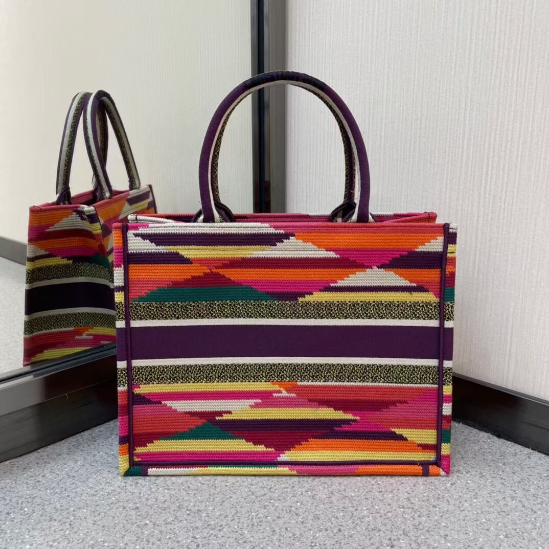 DIOR BOOK TOTE Multicolor D-Stripes Embroidery M1287Z