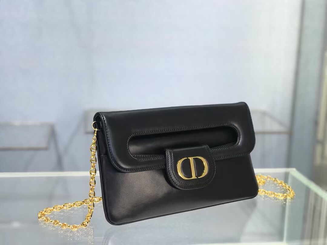 DIOR MEDIUM DIORDOUBLE BAG Black Smooth Calfskin M8641U