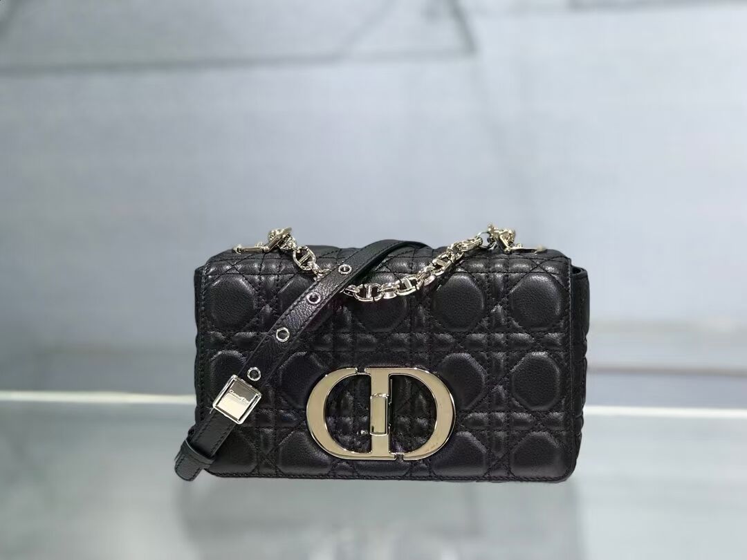 Dior SMALL DIOR CARO BAG Soft Cannage Calfskin M9241 Black