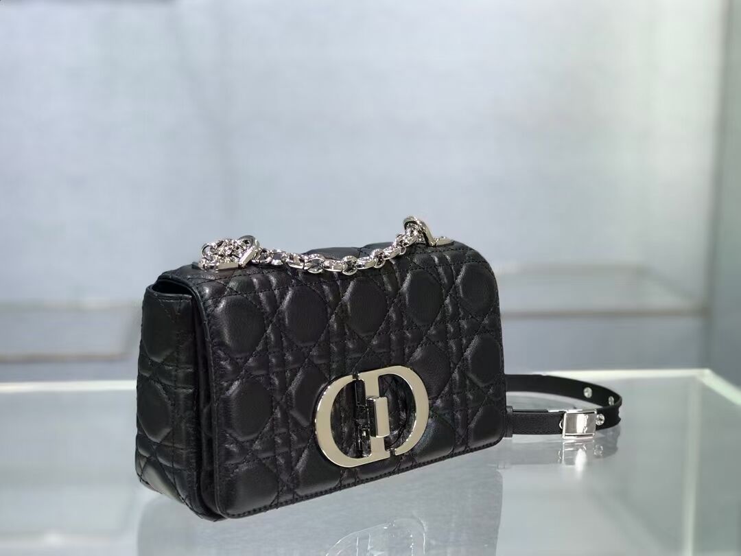 Dior SMALL DIOR CARO BAG Soft Cannage Calfskin M9241 Black