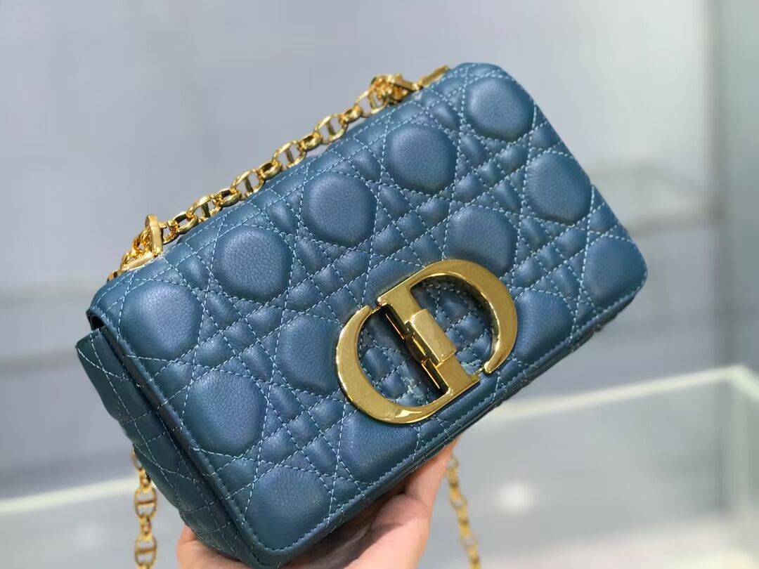 Dior SMALL DIOR CARO BAG Soft Cannage Calfskin M9241 Blue