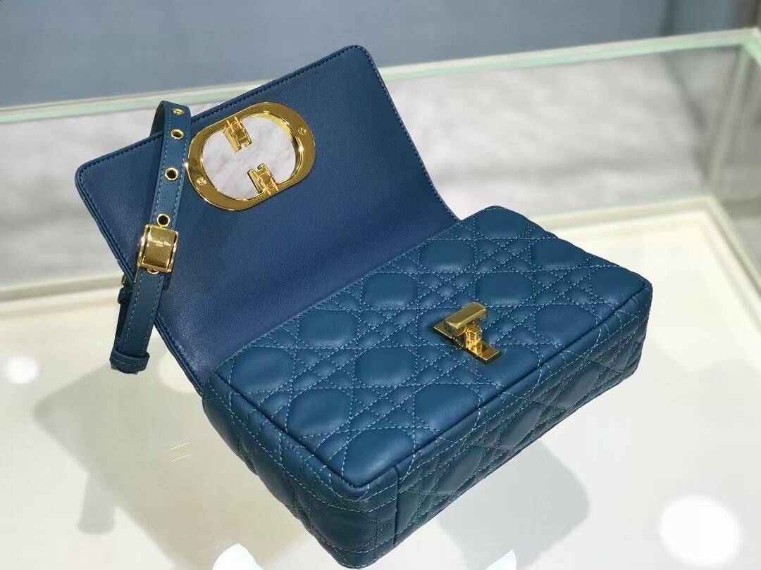 Dior SMALL DIOR CARO BAG Soft Cannage Calfskin M9241 Blue