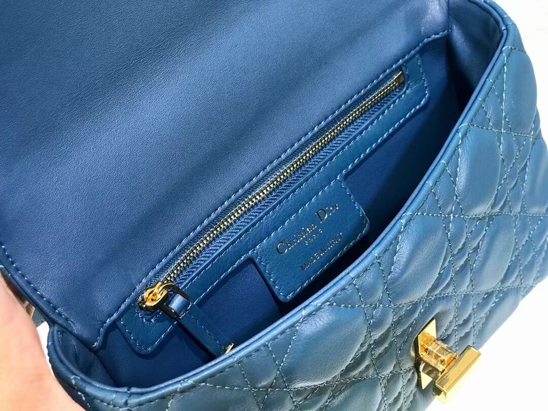 Dior SMALL DIOR CARO BAG Soft Cannage Calfskin M9241 Blue