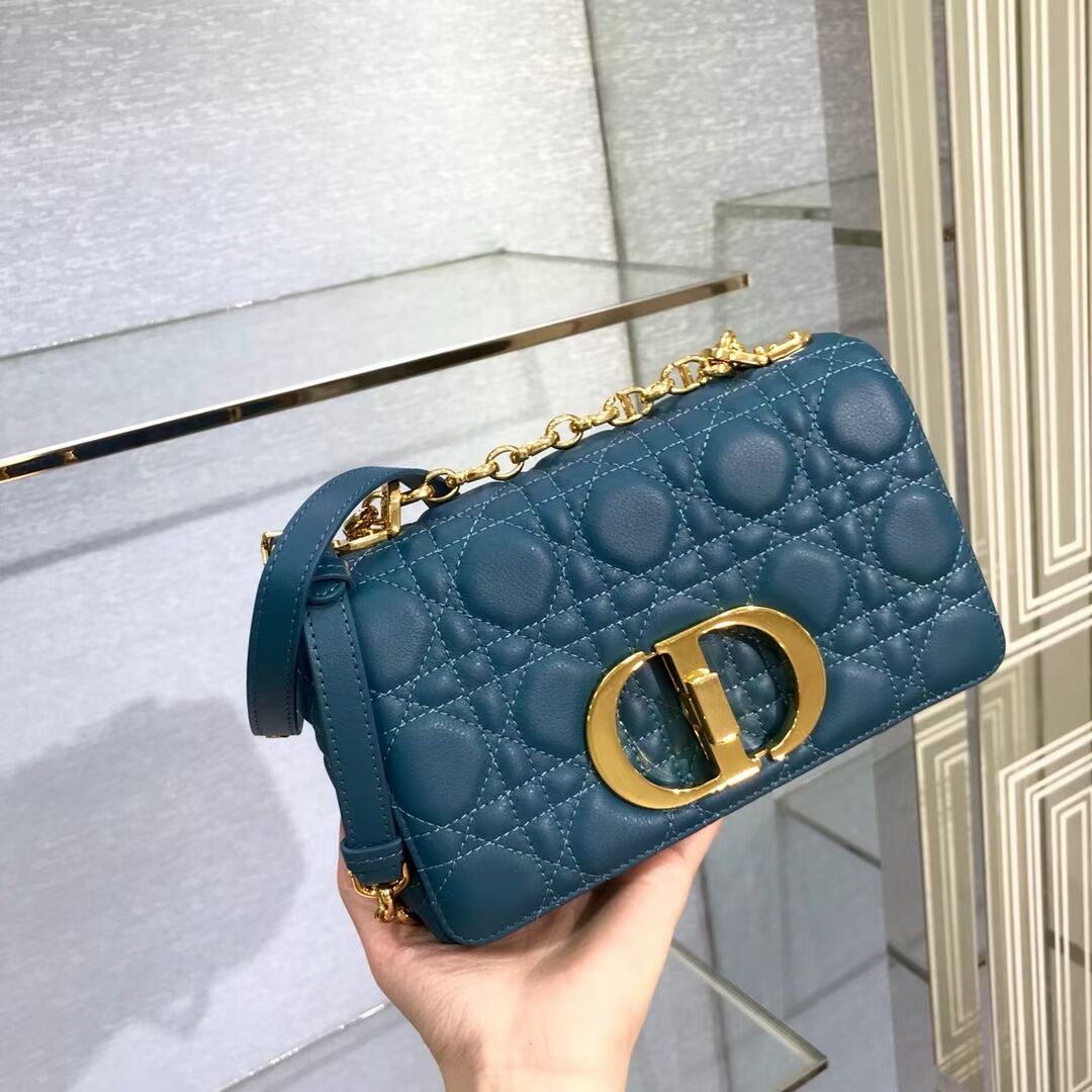 Dior SMALL DIOR CARO BAG Soft Cannage Calfskin M9241 Blue