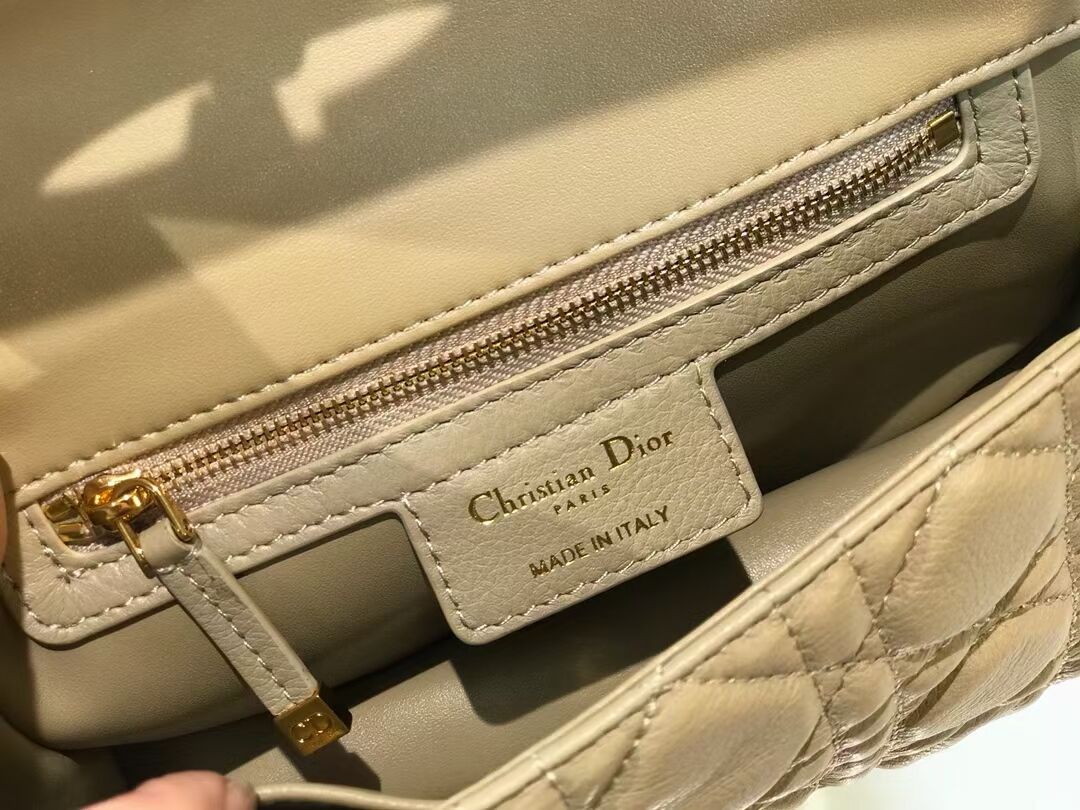 Dior SMALL DIOR CARO BAG Soft Cannage Calfskin M9241 apricot