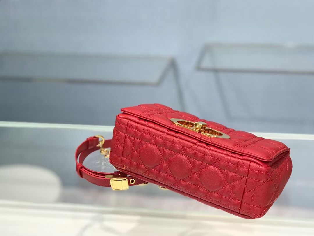 Dior SMALL DIOR CARO BAG Soft Cannage Calfskin M9241 red