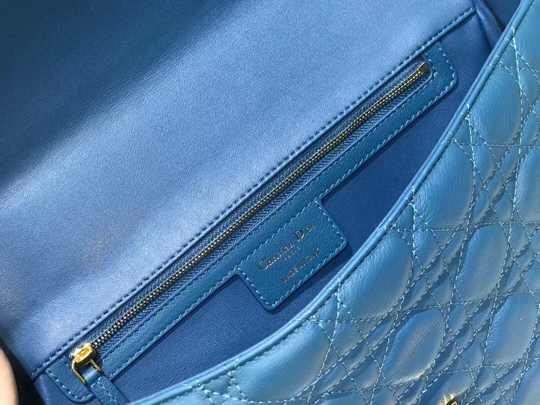 LARGE DIOR CARO BAG Soft Cannage Calfskin M9243U blue