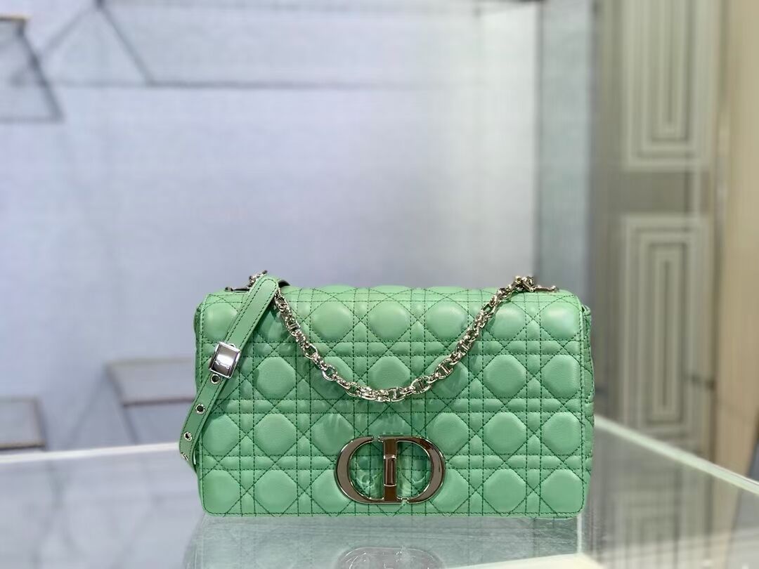 LARGE DIOR CARO BAG Soft Cannage Calfskin M9243U green