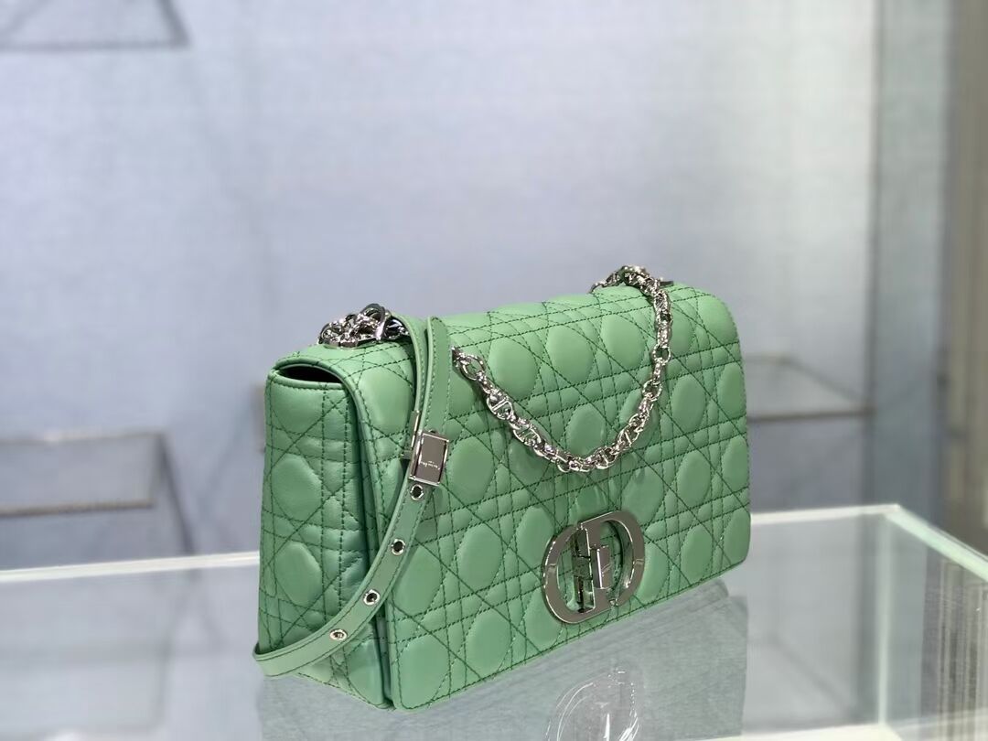 LARGE DIOR CARO BAG Soft Cannage Calfskin M9243U green